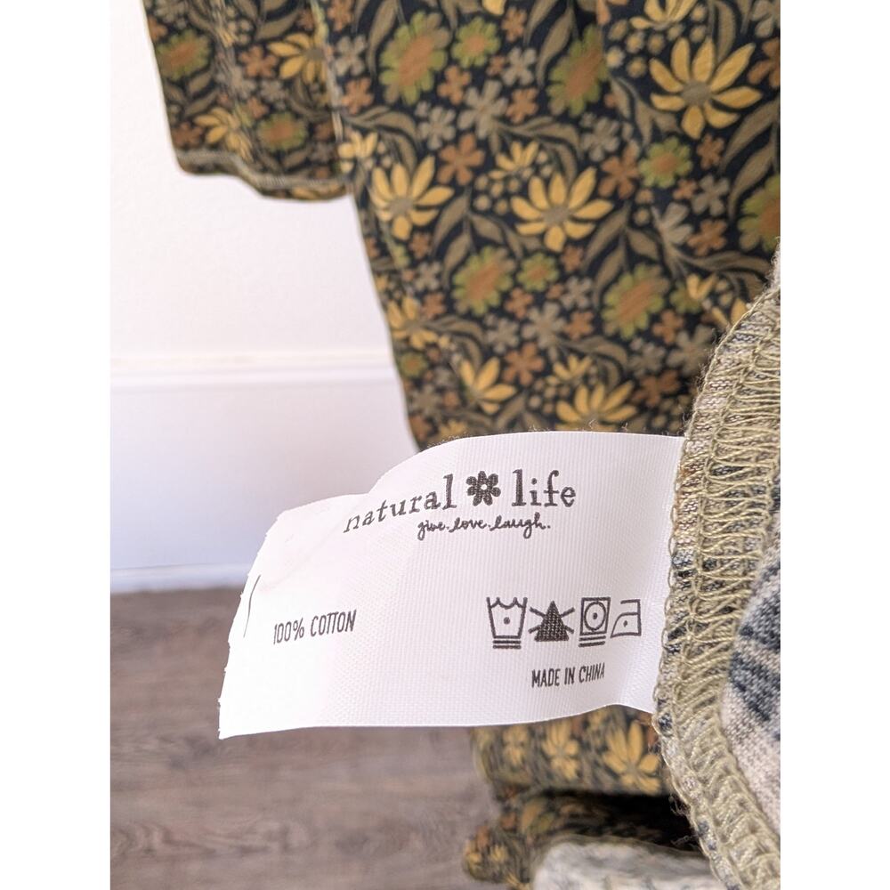 Natural Life Dress Christa Knit Cotton Floral Boho Cottagecore Black Size XL - Picture 10 of 13